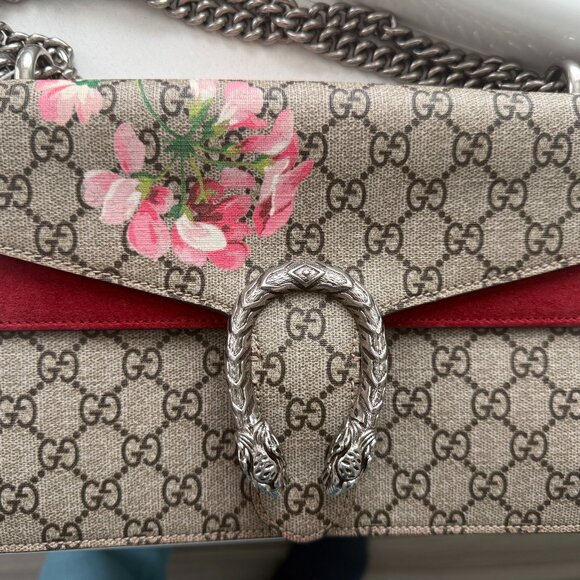 Gucci Dionysus Blooms Medium Shoulder Bag – Cherry Blossom Canvas & Red Suede - Picture 1 of 8